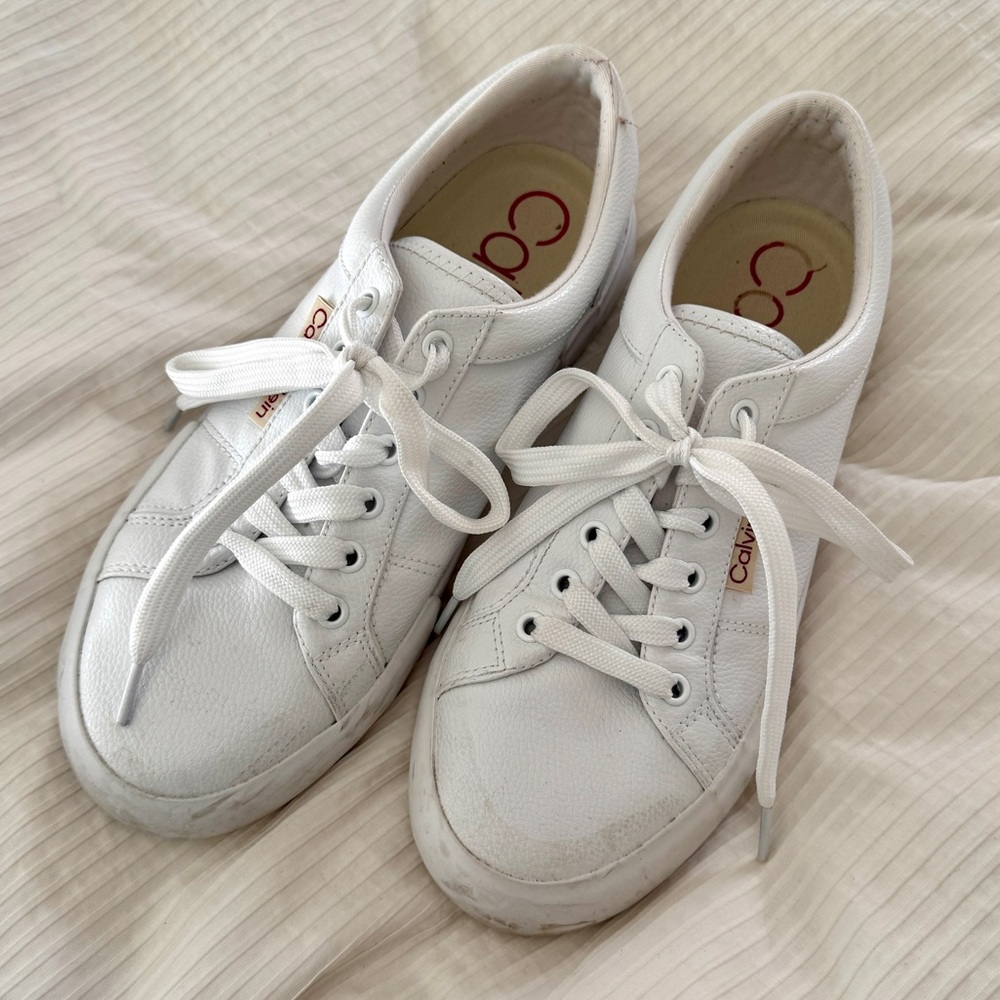White Leather look sneakers | Calvin Klein M US 9 or W 10.5